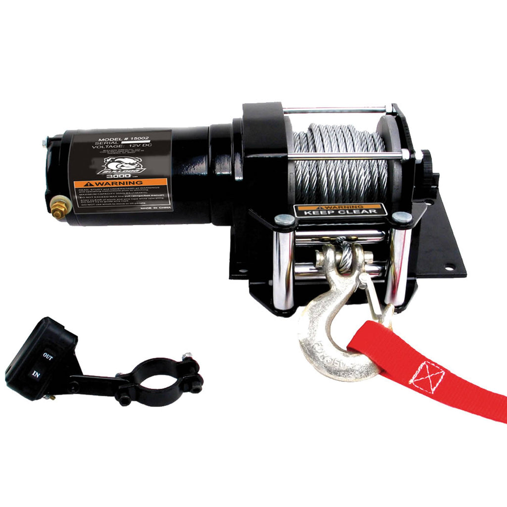 3000lb ATV Winch with Mini-Rocker Switch, Mounting Channel, Roller Fairlead J6116