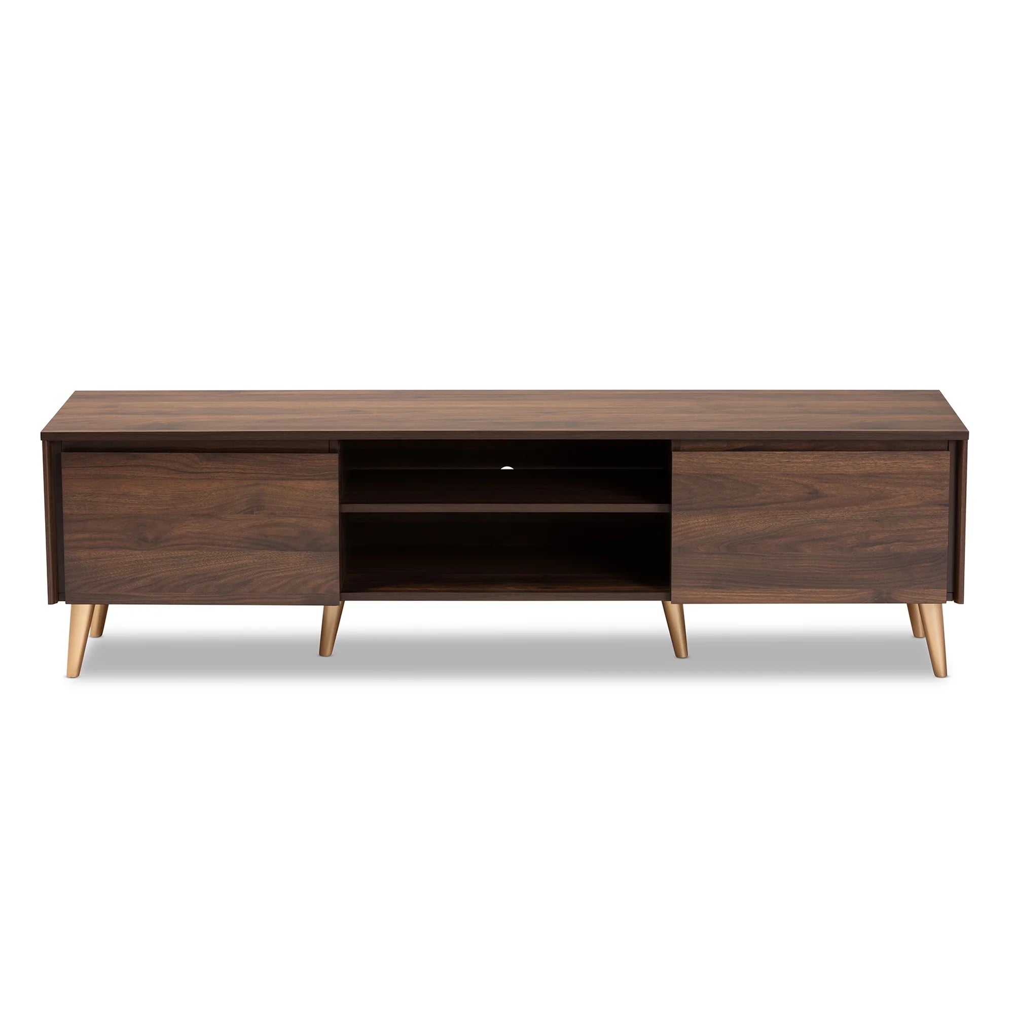 Walnut Brown and Gold Finished Wood TV Stand U266050