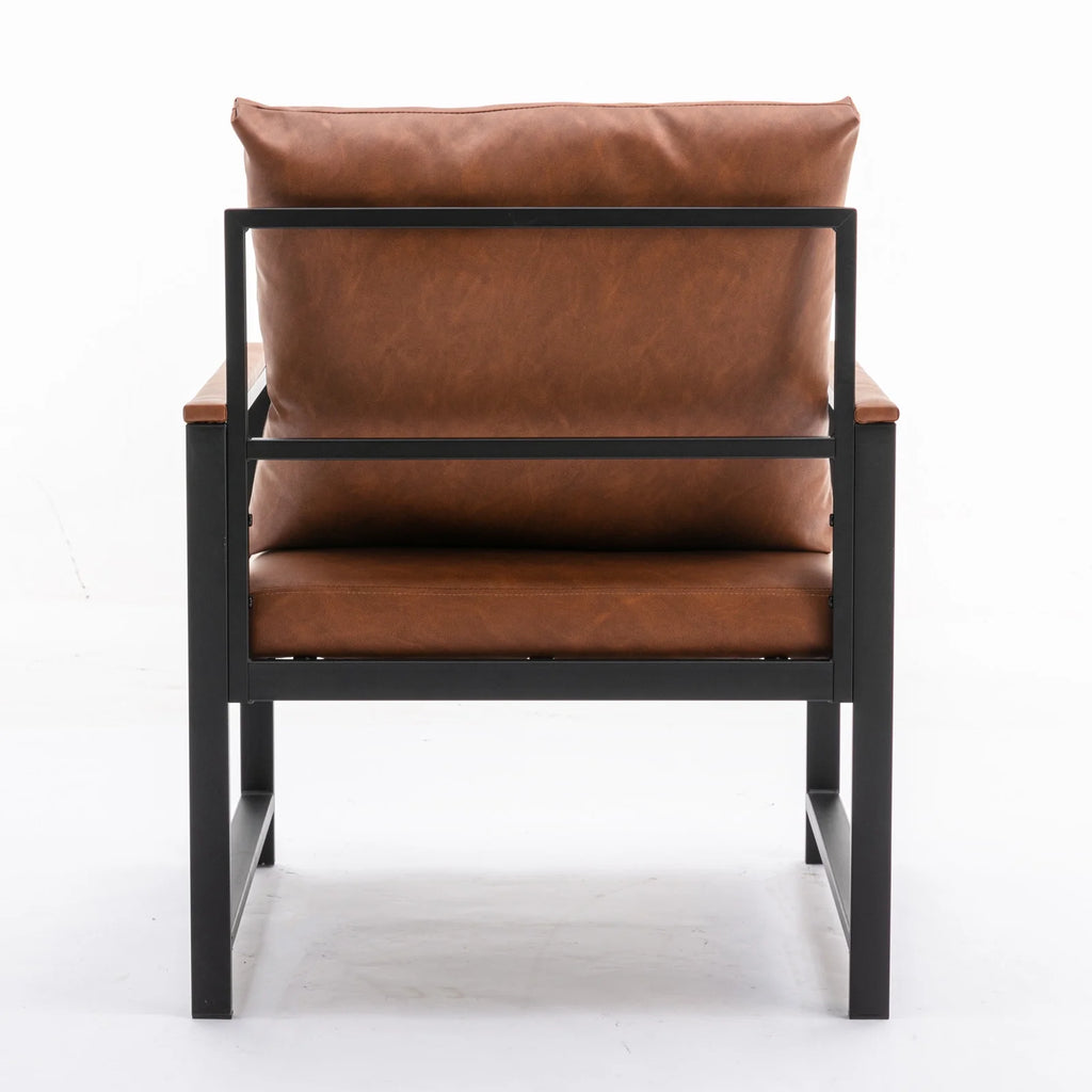 Orange Faux Leather Accent Chair with Black Metal Frame M818