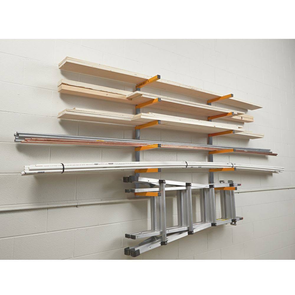 6 Shelf Wall Mount Lumber Storage Rack 600 Pound Capacity 4 Pack V61232