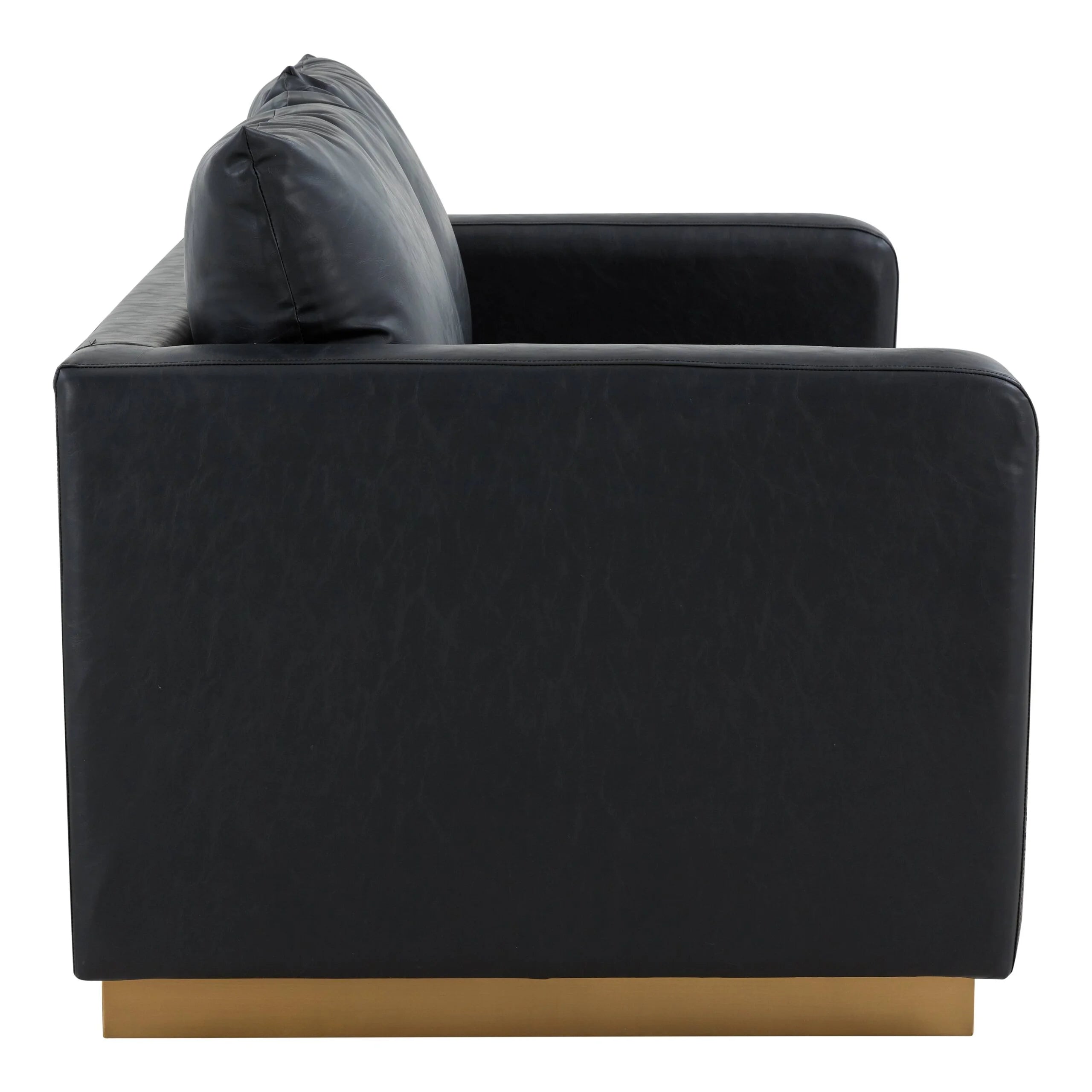 Beige Leather Loveseat with Gold Frame N436