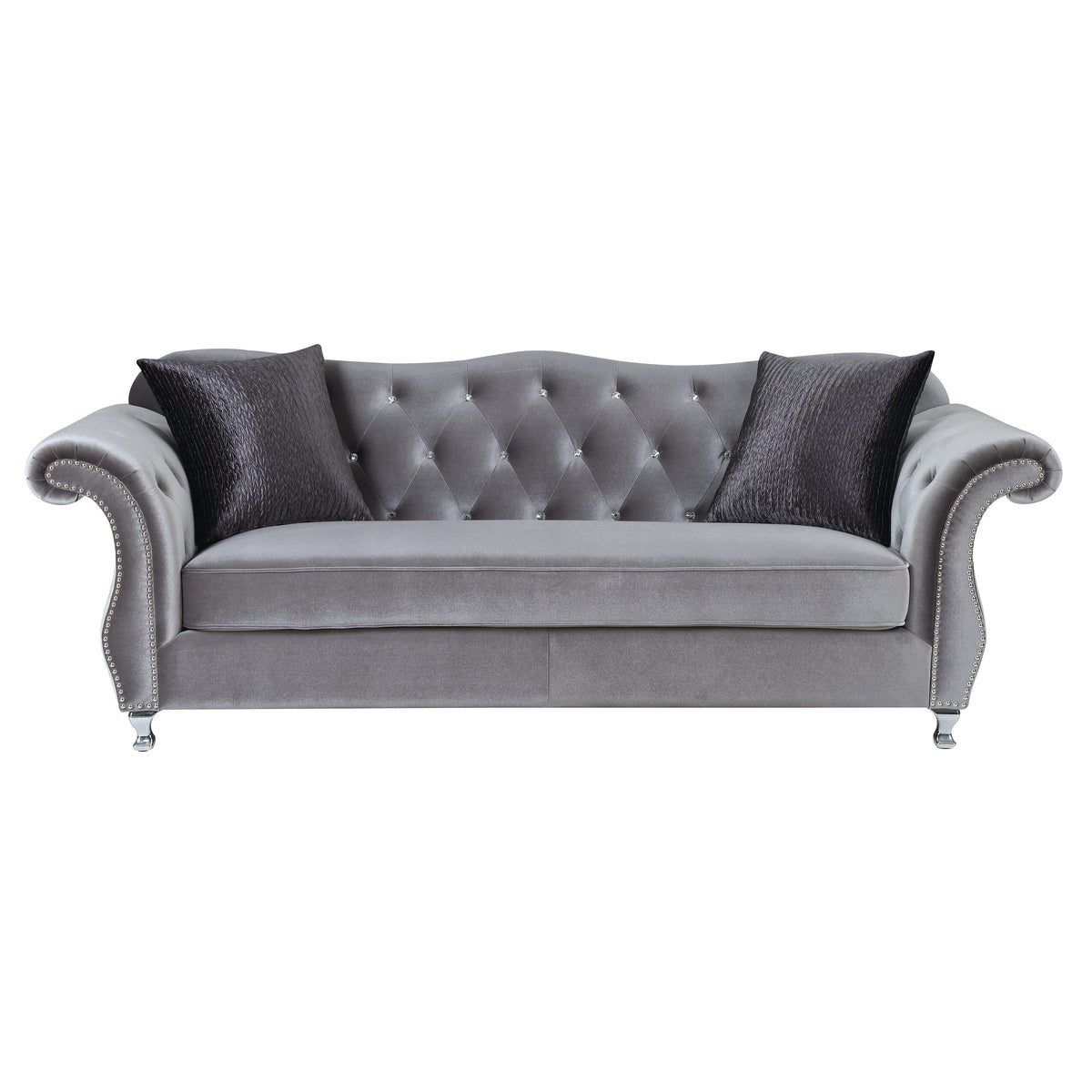 Silver Upholstered Tufted Living Room Set U463469
