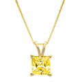 14k Yellow Gold Princess Cut Moissanite Pendant with 18" Chain V112298