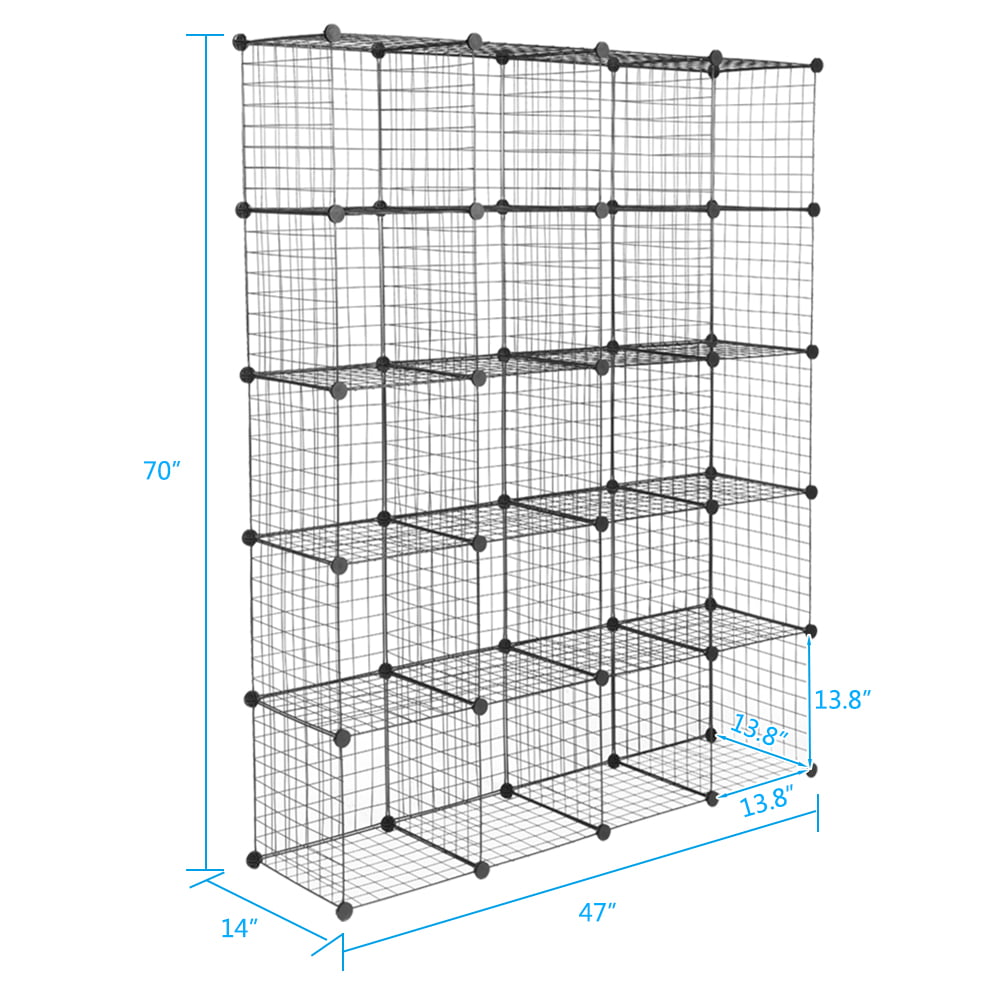 Black Metal 20-Cube Organizer Shelves D908