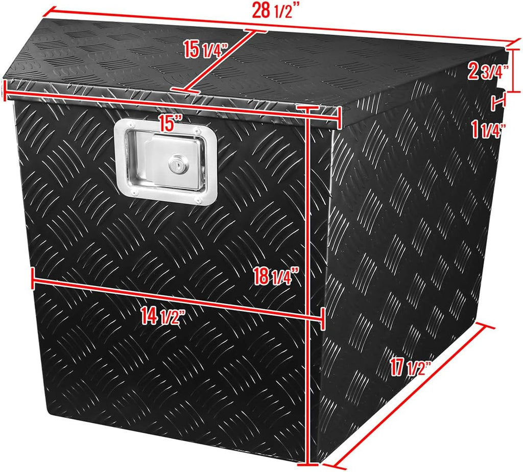 Black Aluminum Underbody Tongue Tool Box Trailer Storage with Lock H97892