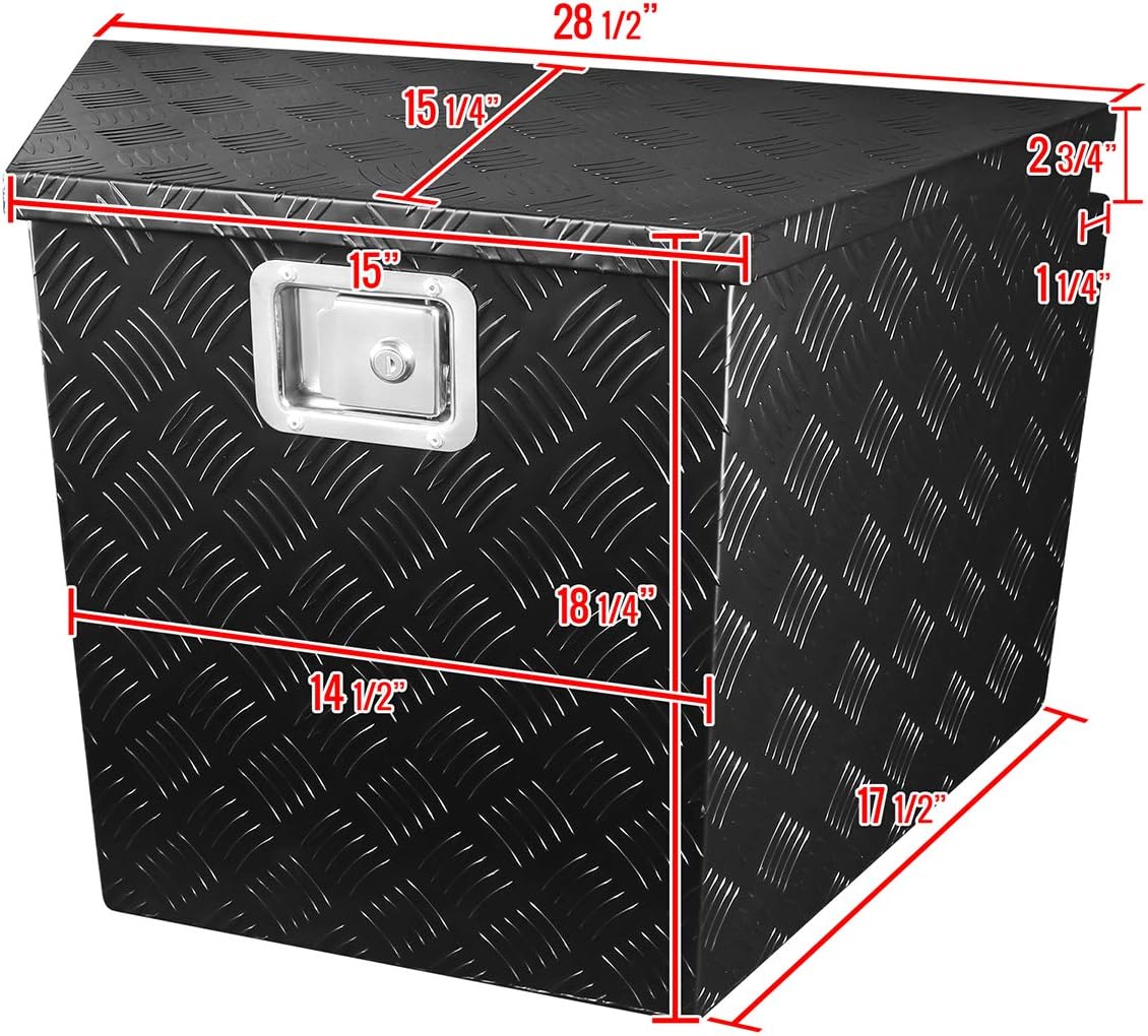 Black Aluminum Underbody Tongue Tool Box Trailer Storage with Lock H97892