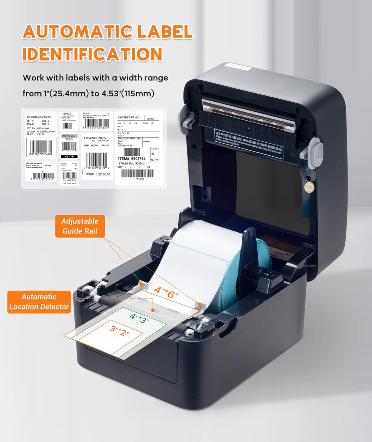 Thermal Shipping Label Printer, 4x6, USB, Barcode Printer V5411