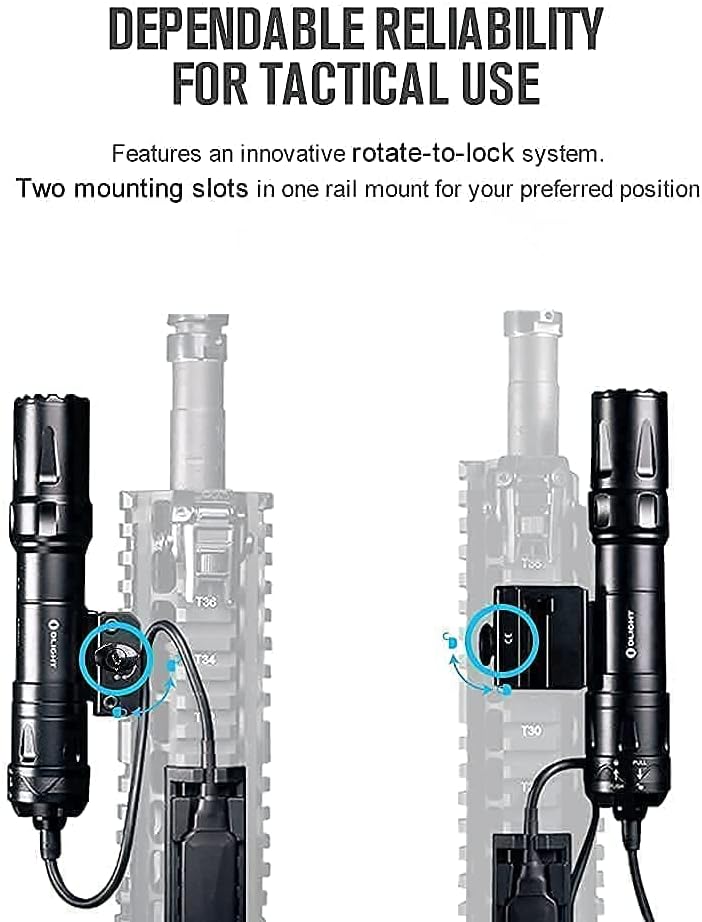 2000 Lumens Rechargeable Picatinny Rail Mounted Tactical Flashlight with Remote Pressure Switch B3864
