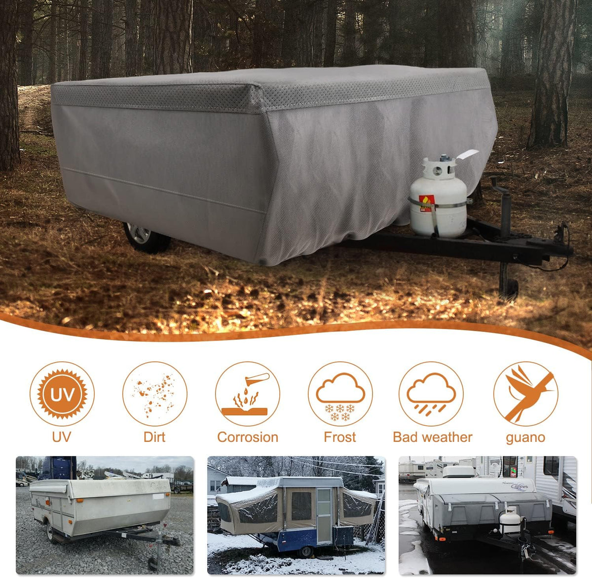 Pop up Folding Camper Cover RV Trailer (12'-14') T298663