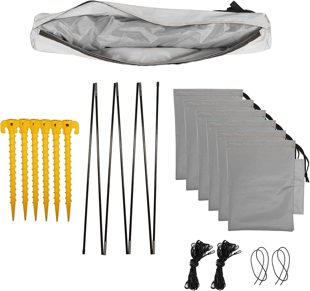Tear Resistant Tarp Awning Camping Tent with 6 Sandbags S443493
