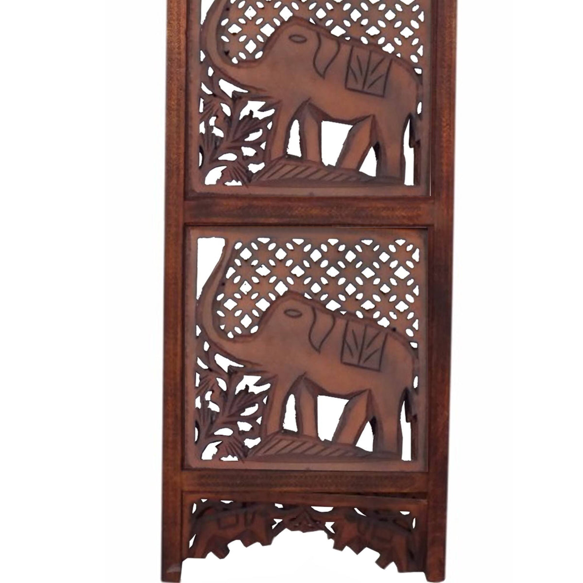 Brown Wooden 4 Panel Room Divider U98646