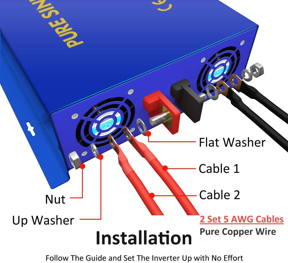 Pure Sine Wave Power Inverter 3500W / 7000W Peak DC 24V to AC 110V 120V with LCD Display G152