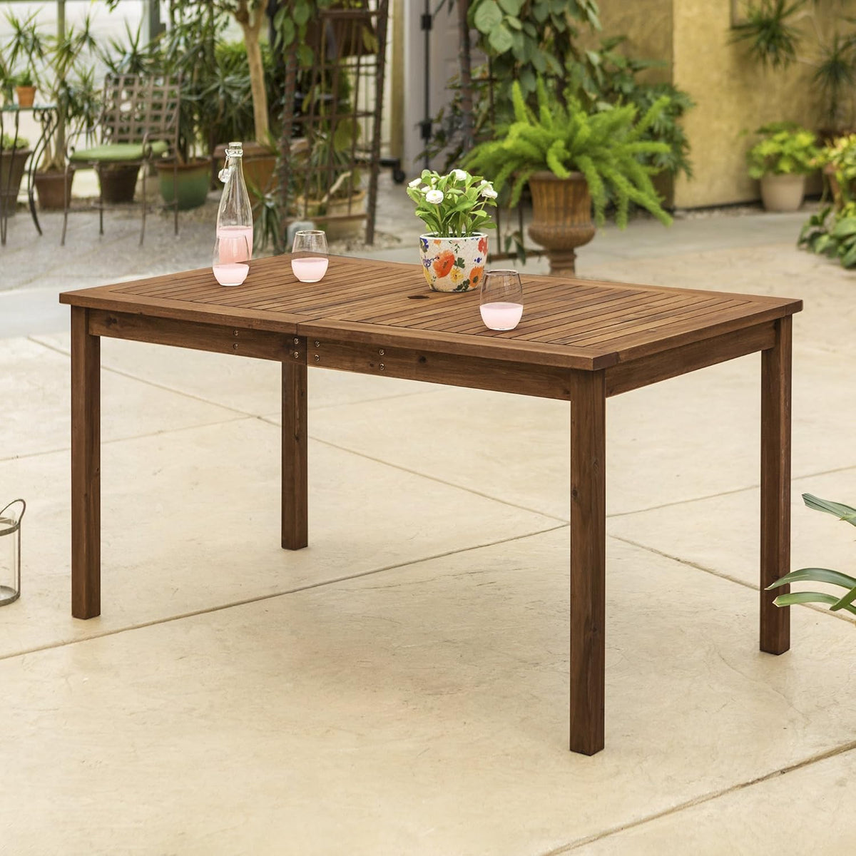 Brown Slatted Outdoor Dining Table L823