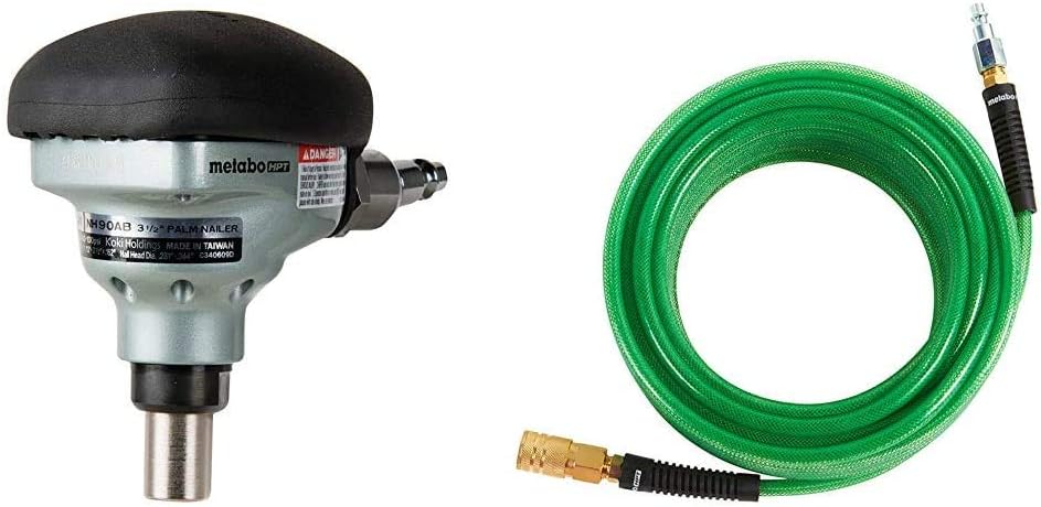 3-1/2" Palm Nailer with 1 gallon Quiet Air Compressor & Air Nailer Hose D139405