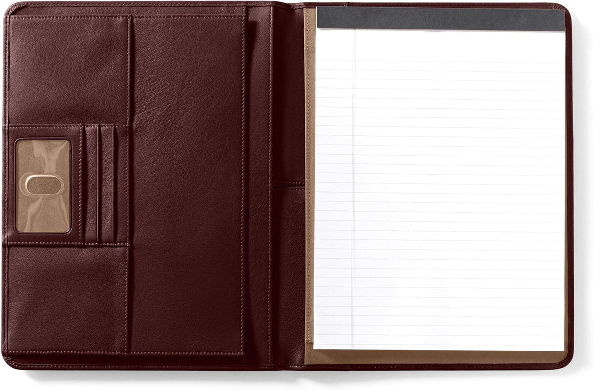 Cognac Full Grain Leather Portfolio with Clear ID Window H208