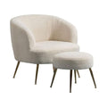 Beige Wool Accent Armchair with Ottoman and Gold Leg H178123