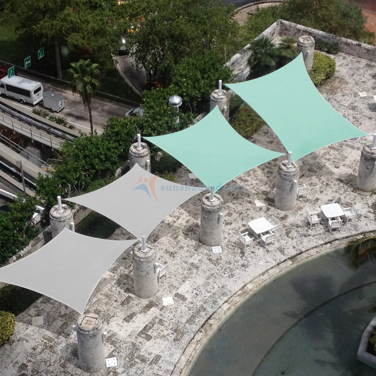 Turquoise Green Waterproof Knitted Shade Sail Q659647