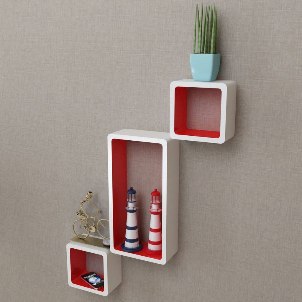 White and Pink Wall Cube Shelves 6 Pcs Q473