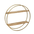 Gold Metal and Wood Wall Shelf I940525