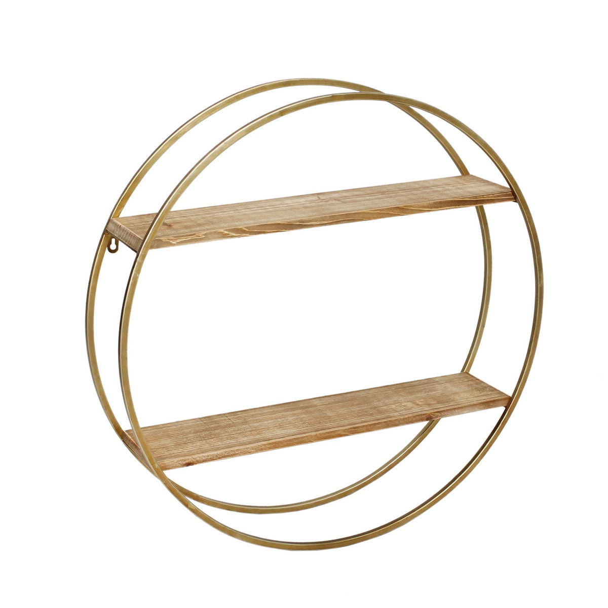 Gold Metal and Wood Wall Shelf I940525