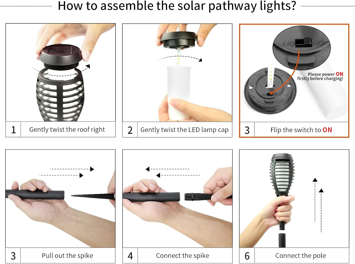 12 Pack Solar Torch Light with Flickering Flame C555639