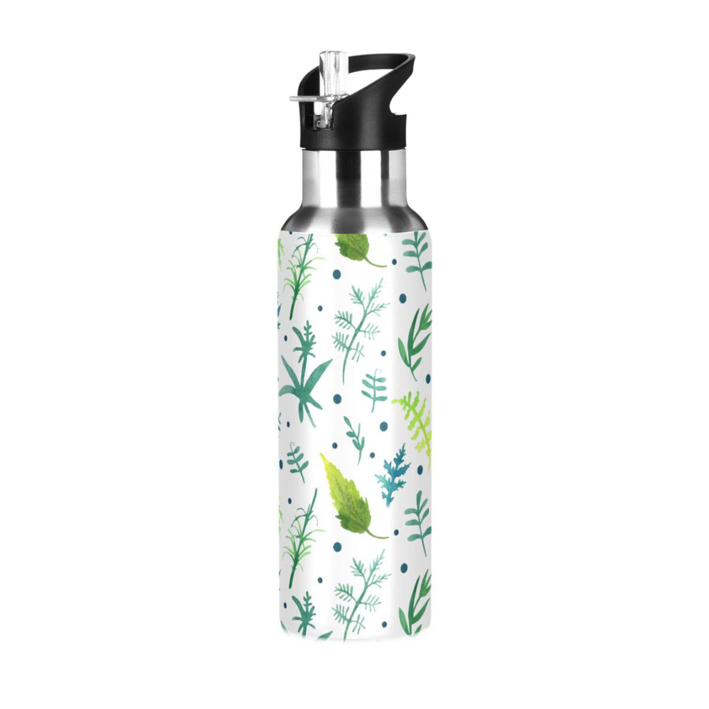 Green Water Bottles Insulated Thermos Kids Stainless Steel Bottle with Straw Lid Flask Leakproof 20 oz Z352
