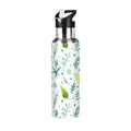 Green Water Bottles Insulated Thermos Kids Stainless Steel Bottle with Straw Lid Flask Leakproof 20 oz Z352