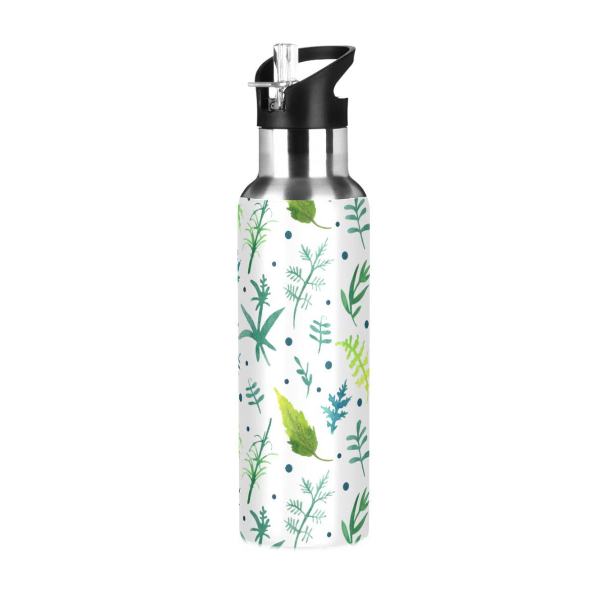 Green Water Bottles Insulated Thermos Kids Stainless Steel Bottle with Straw Lid Flask Leakproof 20 oz Z352