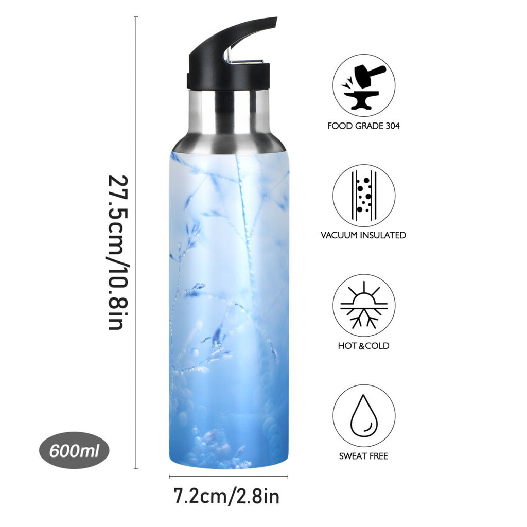 Blue Insulated Stainless Steel Water Bottle with Straw Lid 20 oz N2945