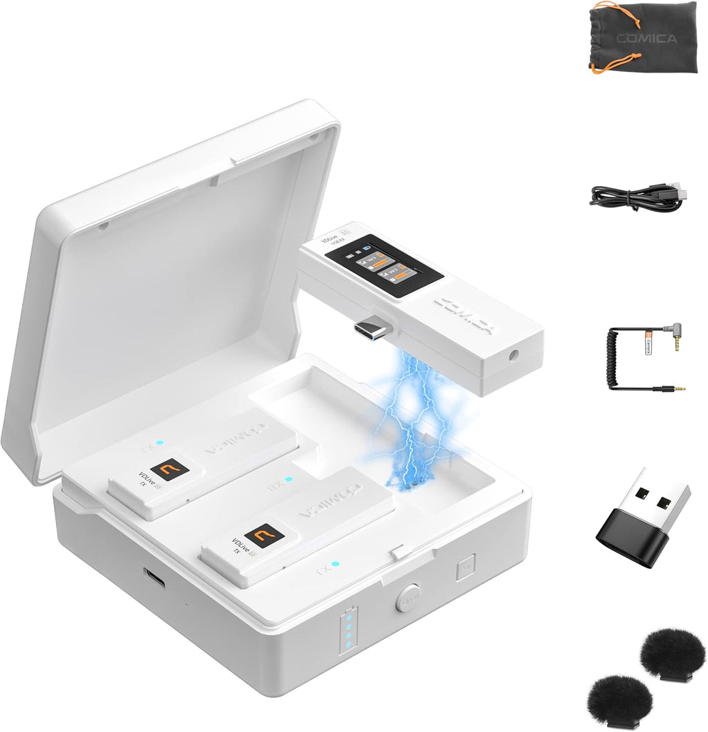 USB C Wireless Lavalier Microphone, Dual Wireless Lapel Mic with Charging Case O60059