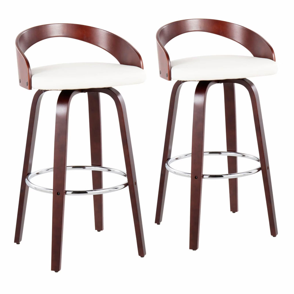 Mid-Century Modern Swivel Barstool Set Of 2 V4175