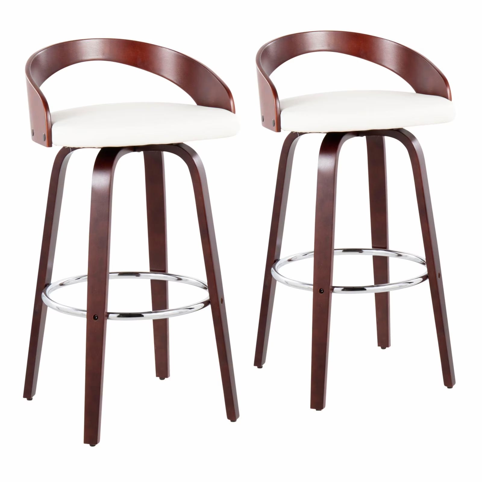 Mid-Century Modern Swivel Barstool Set Of 2 V4175