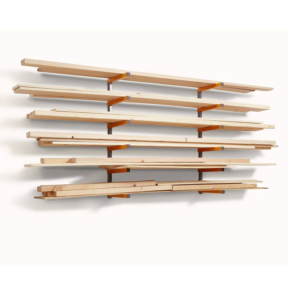 6 Shelf Wall Mount Lumber Storage Rack 600 Pound Capacity 4 Pack V61232