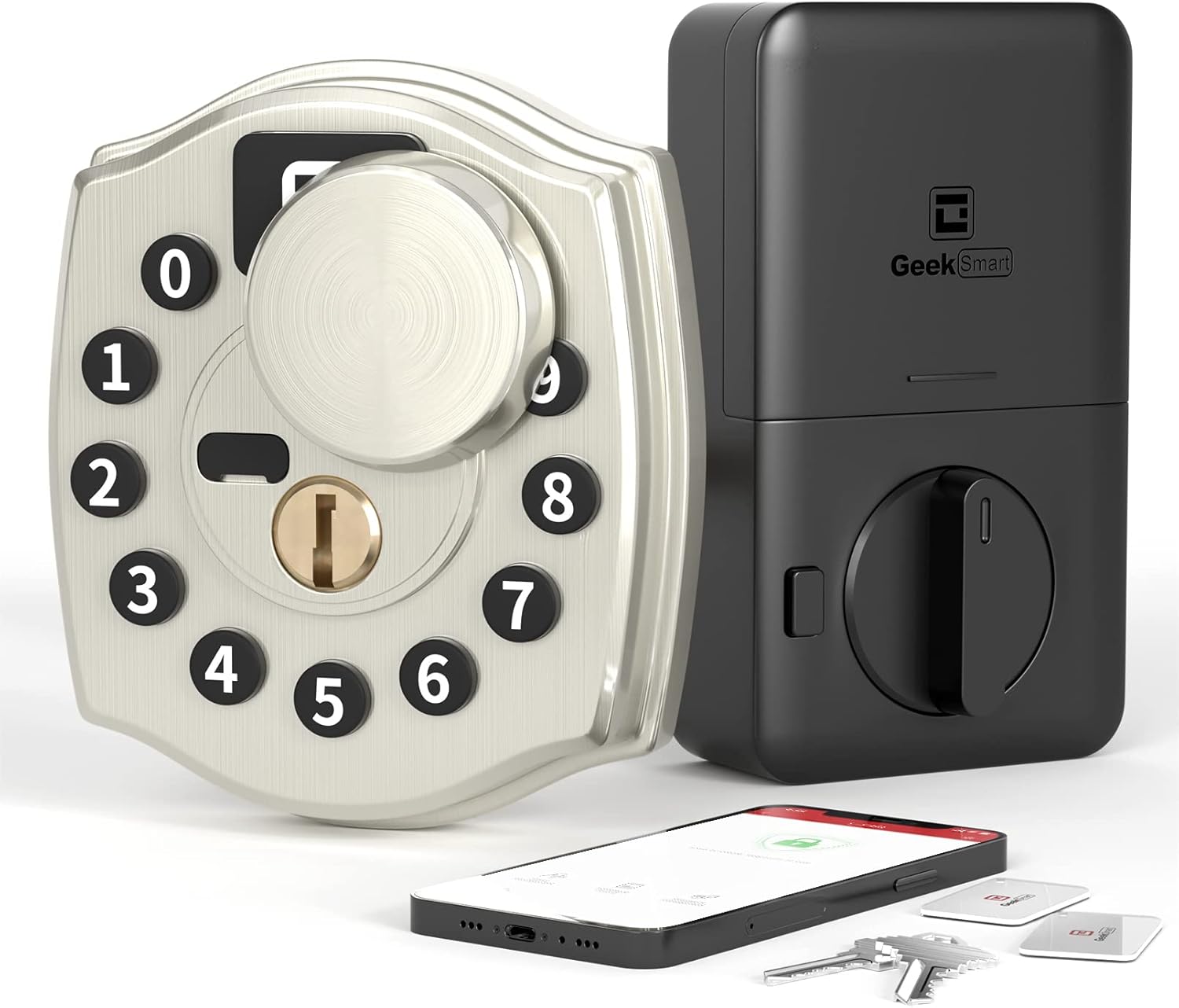 4-in-1 Keyless Entry Deadbolt Door Locks with Keypad, APP, IC Card, Mechanical Key, Pack of 2 J22672