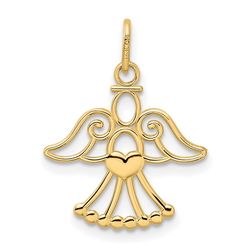 14k Yellow Gold Angel With Heart Pendant P733643
