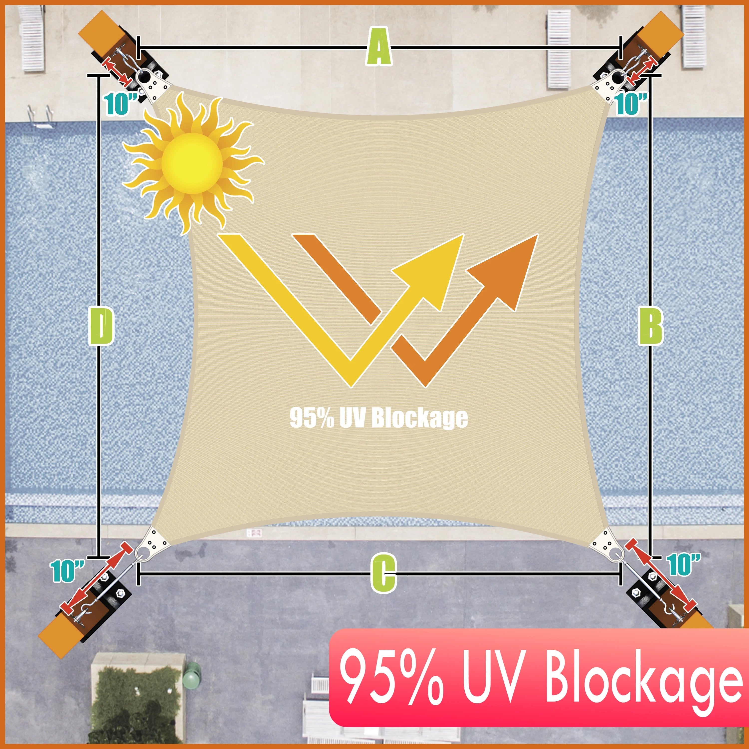 Beige Square Sun Shade Sail Canopy A484