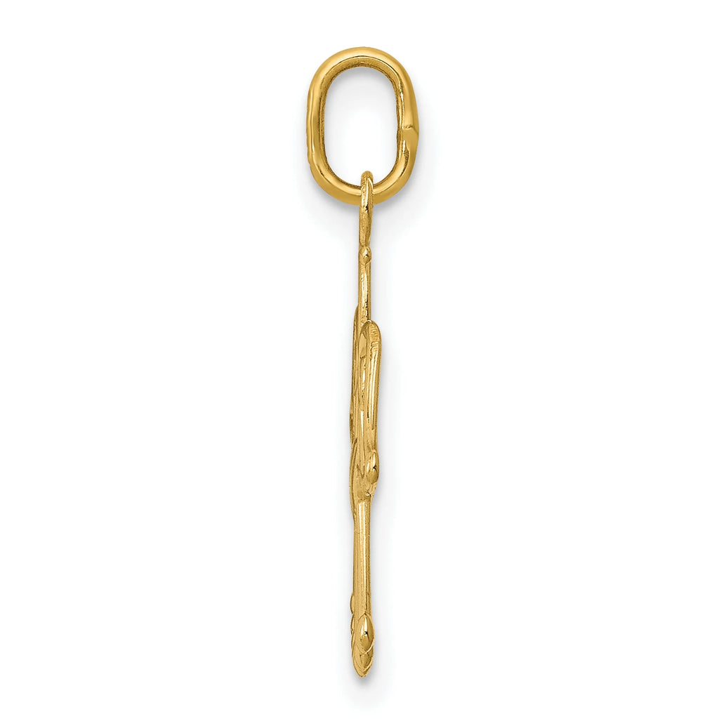 14k Yellow Gold Angel With Heart Pendant P733643