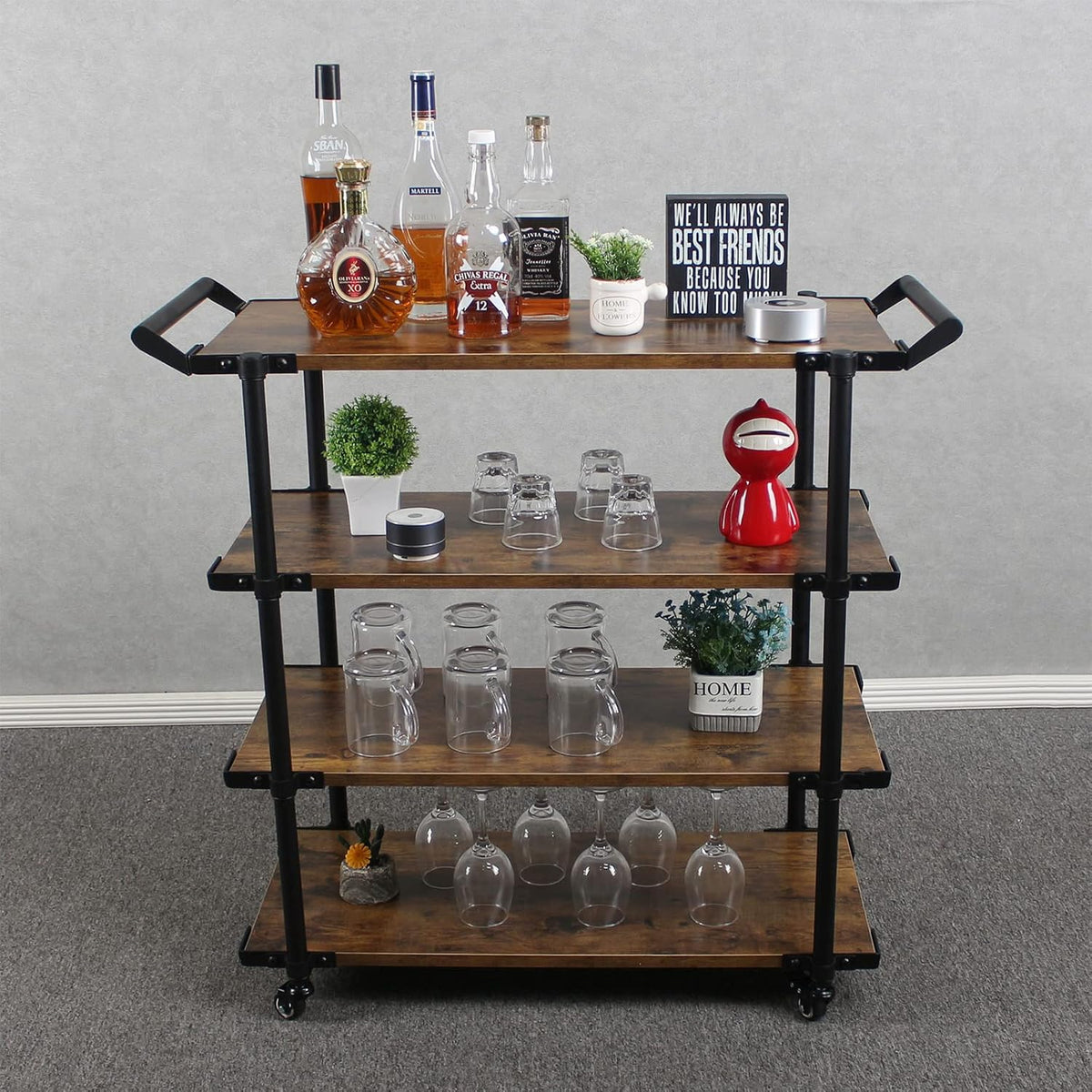 3-Layer Bar Serving Cart on Wheels Q717058