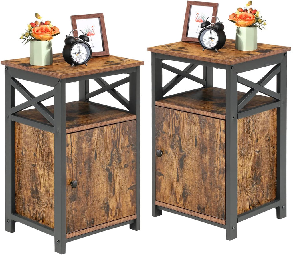 Light Blue Set of 2 Night Stand with Storage Cabinet N827894
