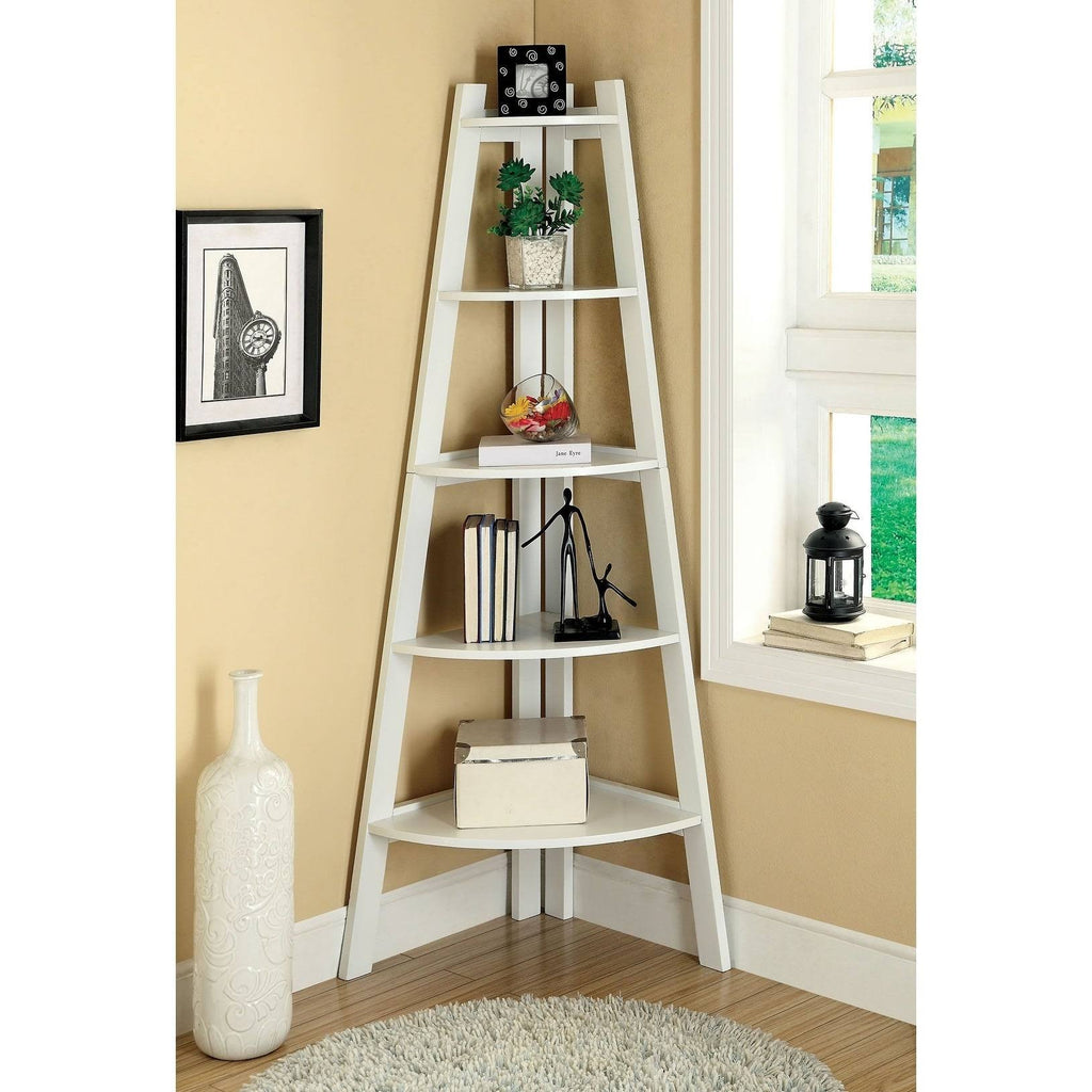 White Corner Ladder Shelf F923156