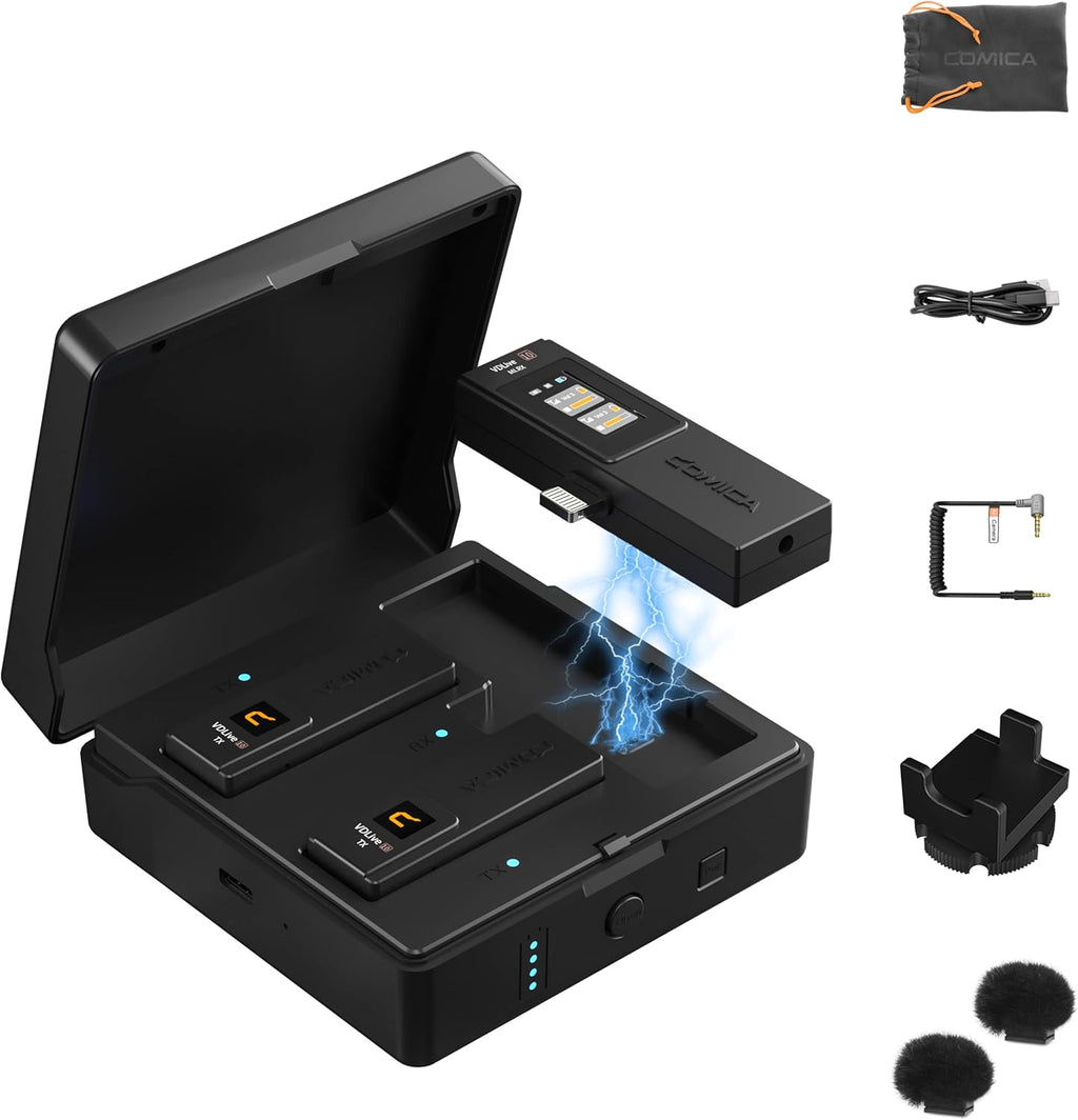 USB C Wireless Lavalier Microphone, Dual Wireless Lapel Mic with Charging Case O60059