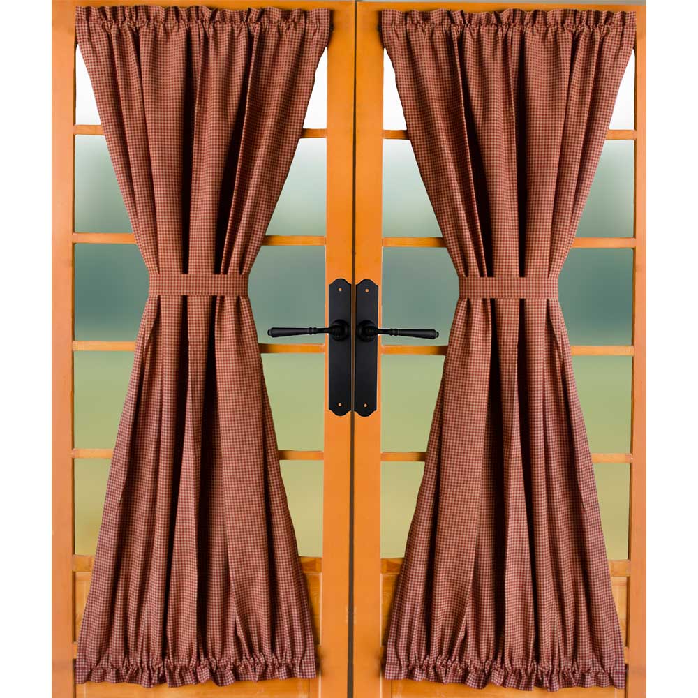 Barn Red 42" x 72" Lined Cotton French Door Panel T642