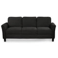 Black Linen Round Arm Sofa U16504