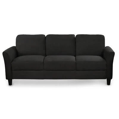 Black Linen Round Arm Sofa U16504