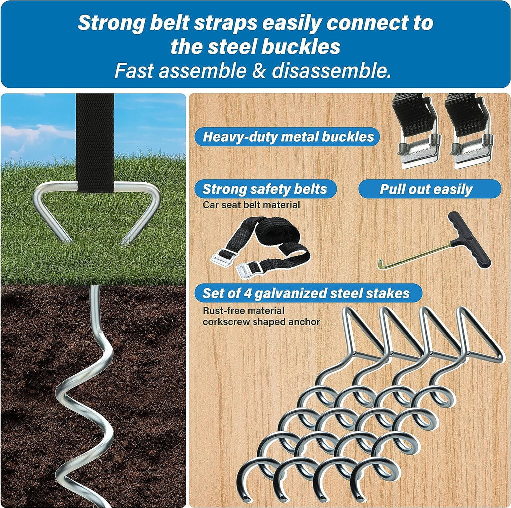 Corkscrew Shape Steel Stakes Anchor Kit with T Hook Q6157