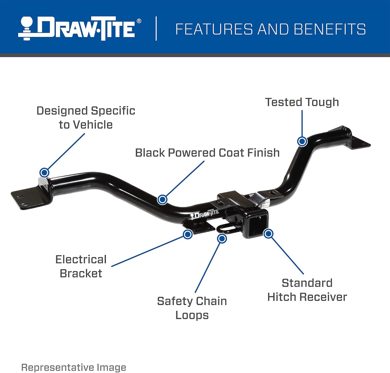 Class 4 Trailer Hitch, 2 Inch Receiver, Black Q5097