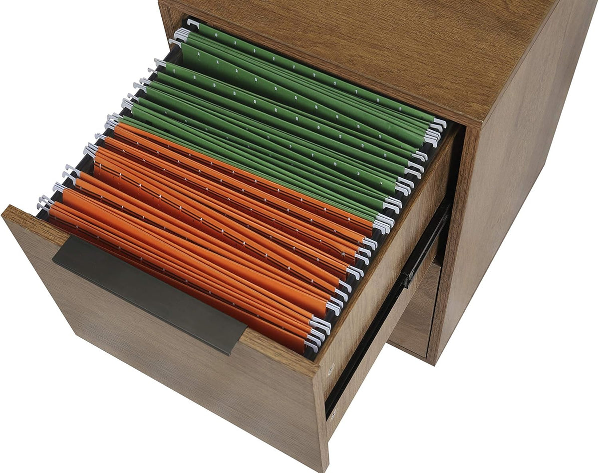 2 Drawers Wooden File Cabinet with Metal Frame B3469