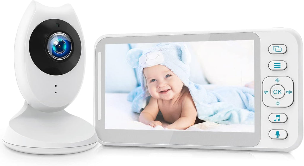 Video Baby Monitor with 2 Cameras and 4.3'' LCD Split Screen, Infrared Night Vision, Two-Way Talk P605633