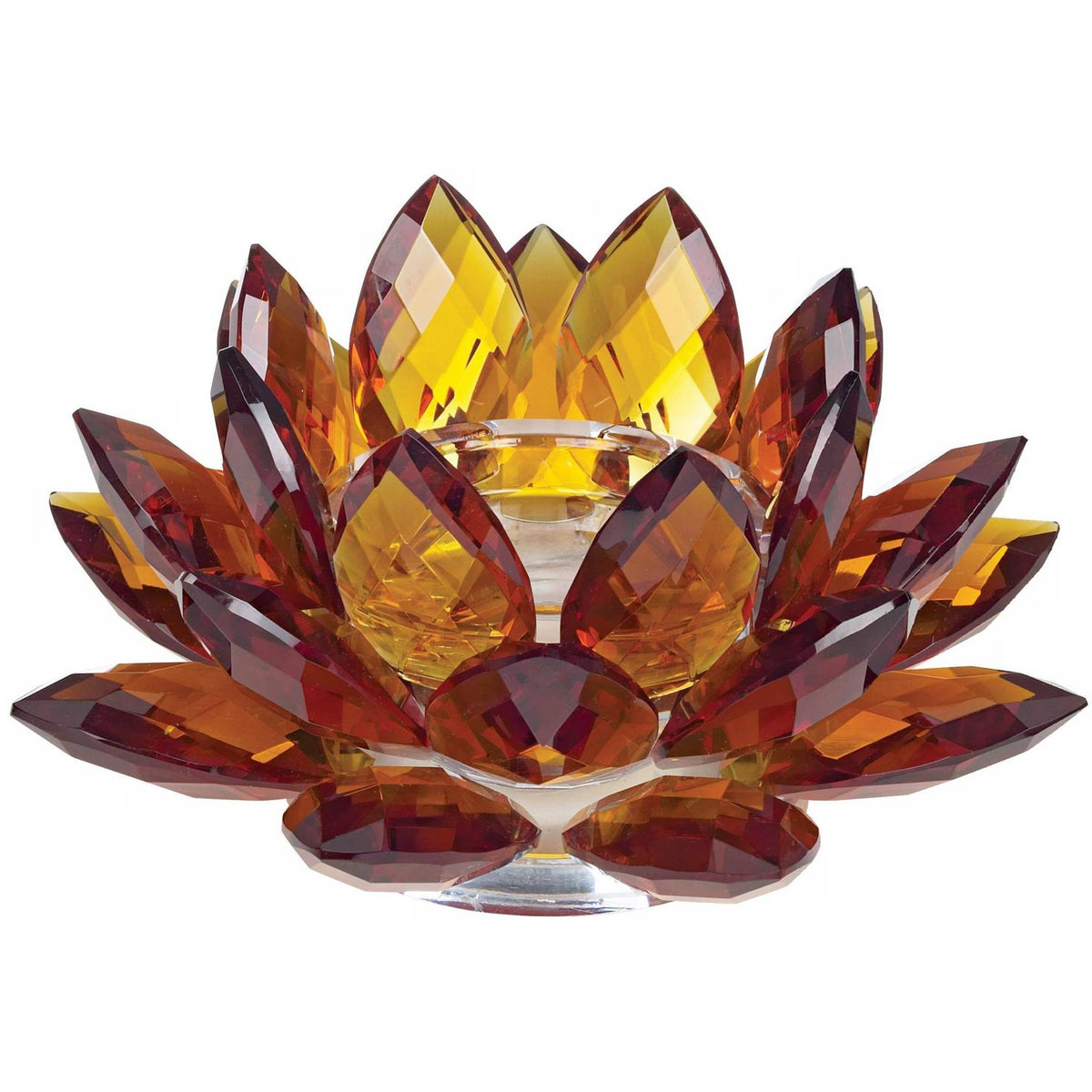 Amber Glass Crystal Lotus Candle Holder J186996