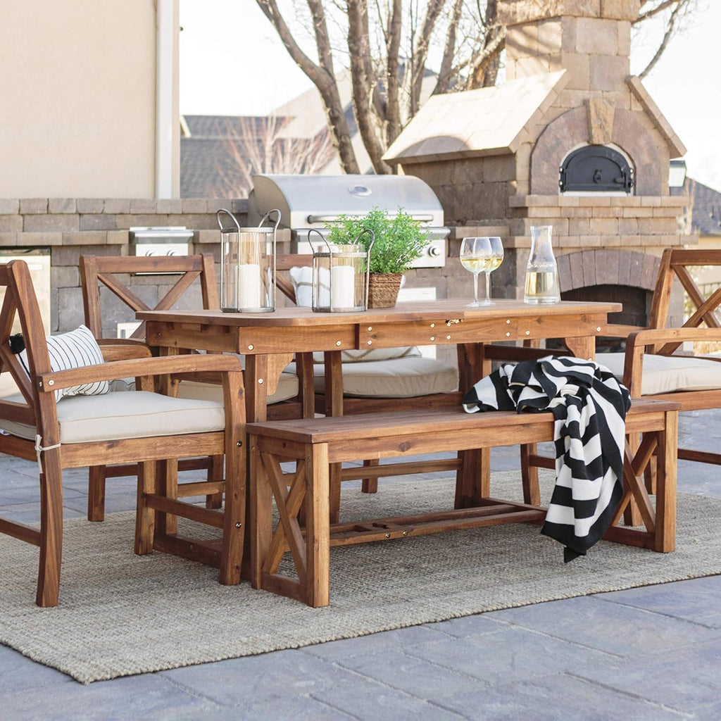 Brown Slatted Outdoor Dining Table L823